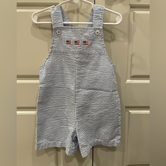 American Flag Seersucker Shortalls - Picture 1 of 4